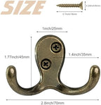 Homanu 14 Pack Antique Brass Double Prong Coat Hooks - Image 5