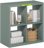 Furinno Cubicle 4-Cube Book Shelf, Extra Thick Frame Bookshelf, Light Grey by Furinno-FitsYourSpaceFitsYourBudget