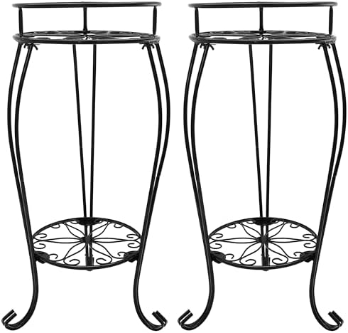 CASIMR 2-Pack Plant Stand, 2 Tier 26.8 inch Tall Metal Potted Holder Rack by CASIMR