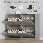 BORNOON Shoe Cabinet with 4 Flip Drawers, Narrow Hidden Shoe Storage Cabinet - Image 4