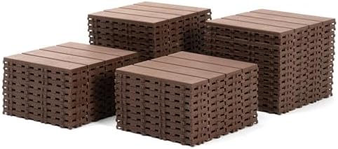 Plastic Interlocking Deck Tiles, 44 Pack Outdoor Patio Flooring, All Weather by HCIOANHomecabinetseries