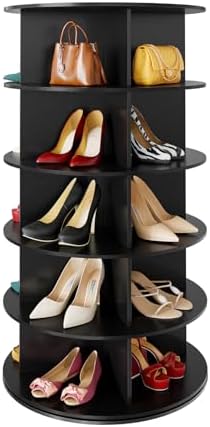 SpaceAid 5 Tier Rotating Shoe Rack Tower, Spinning Shoe Display Lazy Susan by SpaceAid