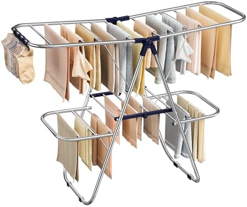 SONGMICS Clothes Drying Rack, Foldable Metal Airer, 51.2 x 19.3 x 61.8 in by SONGMICSbySONGMICSHOME