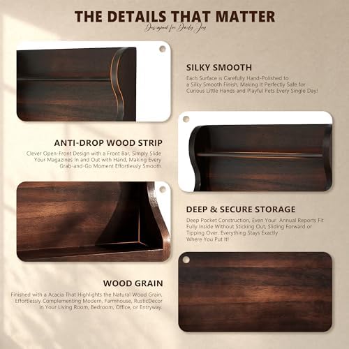 Acacia Wood Mail Organizer Wall Mount - Image 6