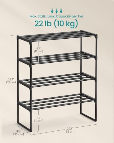 SONGMICS Shoe Rack, Vertical 4-Tier Metal Shoe Organizer - Image 2