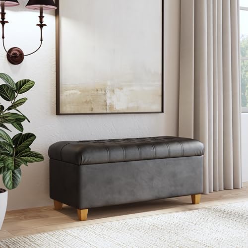 HomePop 40" Button Tufted Storage Bench - Image 2
