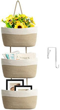 TeoKJ Over the Door Hanging Basket, 3-Tier Woven Cotton Wall-Mounted Storage by TeoKJ