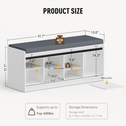 42" Farmhouse Shoe Storage Bench - Image 2