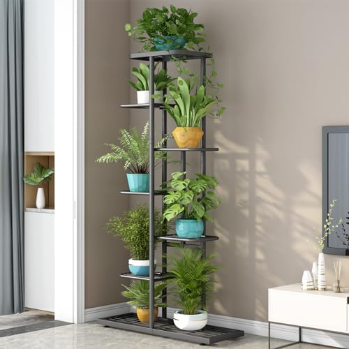 LINZINAR 7 Tier Plant Stand Indoor Outdoor Metal Flower Pot Display Shelf - Image 2