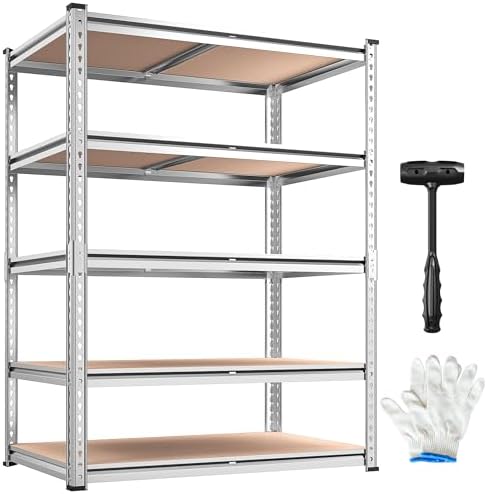 REIBII Galvanized Garage Shelving, 5-Tier Metal Rack by REIBII