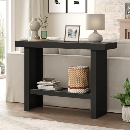 MAHANCRIS Modern Console Table, 39.4" Black Rectangular Entryway Table - Image 4