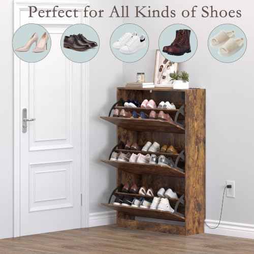 BORNOON Shoe Cabinet with Odor Control and Back Panels, Deodorizing Slim 3-Flip - Image 4