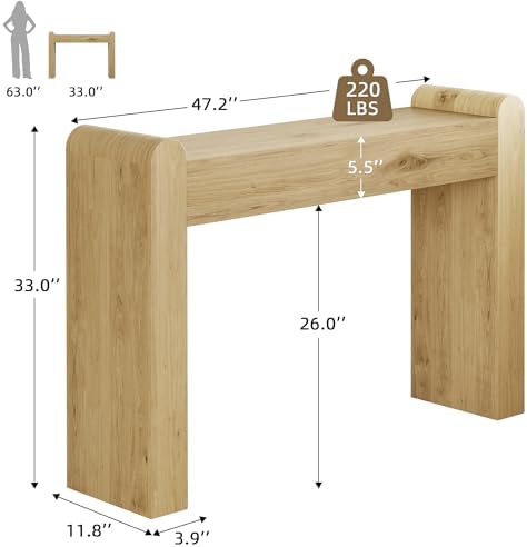 Lulive Arc Entryway Table, 47 Inch Curved Console Table - Image 3