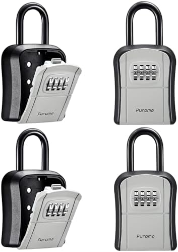 Puroma Key Lock Box Outdoor 4 Digit Code Combination Lockbox House, 4 Gray by Puroma