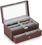 CO-Z Sunglasses Organizer with 12 Slots, Leather Eyeglasses Storage Box by CO-Z