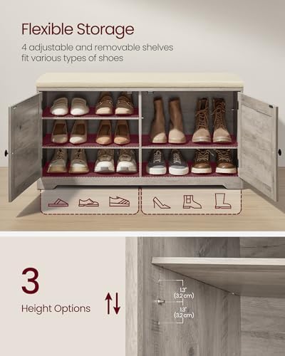 VASAGLE 3-Tier Shoe Storage Bench - Image 4