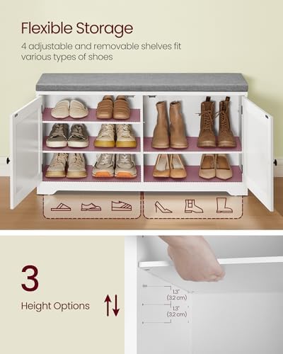 VASAGLE 3-Tier Shoe Storage Bench - Image 4
