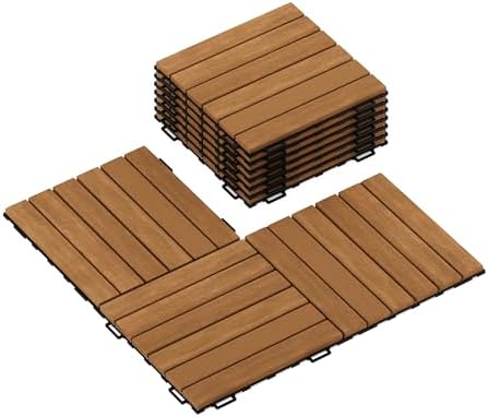 Furinno TIOMAN Hardwood Interlocking Deck Tiles, Light Wood - Image 5