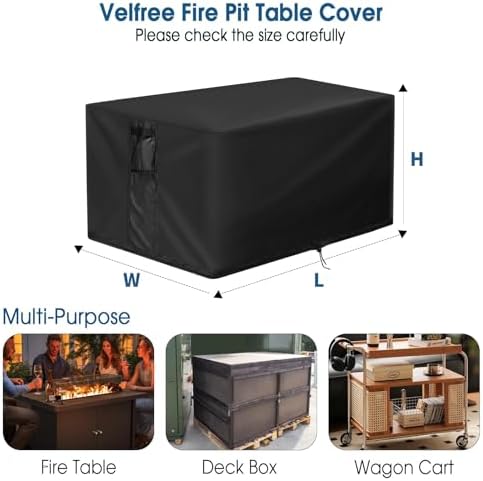 Outdoor Fire Pit Cover Rectangular Waterproof-34x24x22" - Image 2