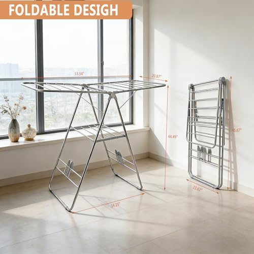 Clothes Drying Rack Foldable -Height Adjustable Laundry Drying Rack Large Space - Image 4