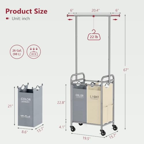 Tajsoon 2 Section Laundry Sorter Hamper - Image 3