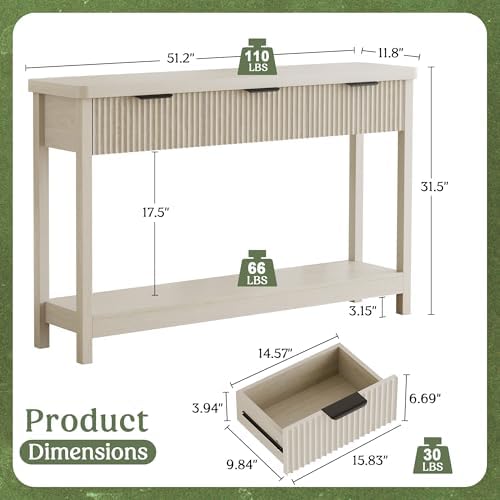 Lulive Fluted Console Table, 51 Inch Entryway Table - Image 2