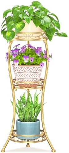LASZOLA 3 Tiers Metal Corner Plant Flower Stand Tall Indoor Outdoor by LASZOLA