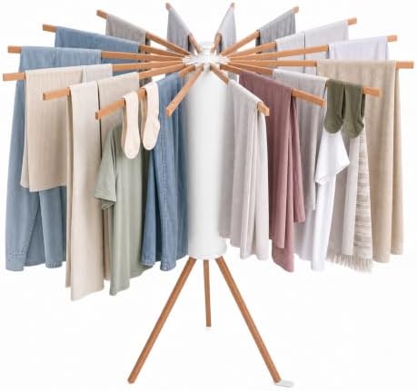 Cuteam Tripod Clothes Drying Rack, Foldable Rotary Laundry Drying Rack by Cuteam