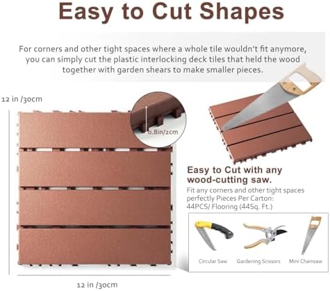 EchoDeck Interlocking Deck Tiles, 44 Pack Deck Tiles Interlocking Outdoor All - Image 6