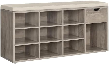VASAGLE Shoe Bench with Cushion, Storage Bench, 10 Compartments by VASAGLEbySONGMICSHOME
