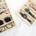 JJUNW 4 Pcs Velvet Sunglasses Organizer Tray, 6 Grids Beige - Image 5