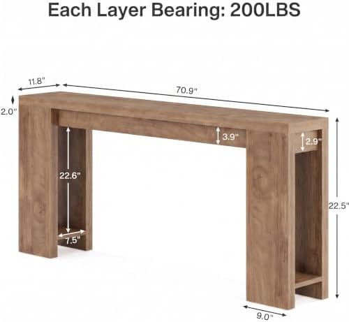 Tribesigns 70.9-Inch Console Table, Farmhouse Sofa Table Behind Couch, Narrow - Image 2