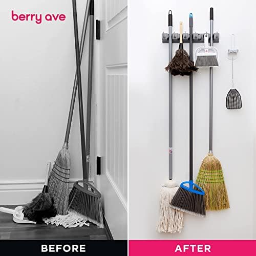 Berry Ave Broom Holder Wall Mount and Garden Tool Organizer, Closet Storage - Image 5