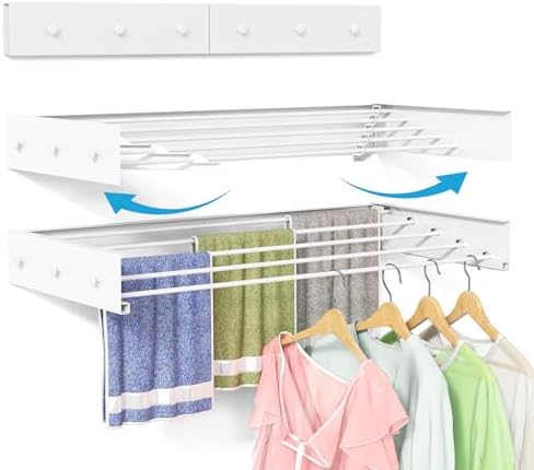 BAKON Wall Mounted Drying Rack 32'', Hidden Clothes Drying Rack by BAKON