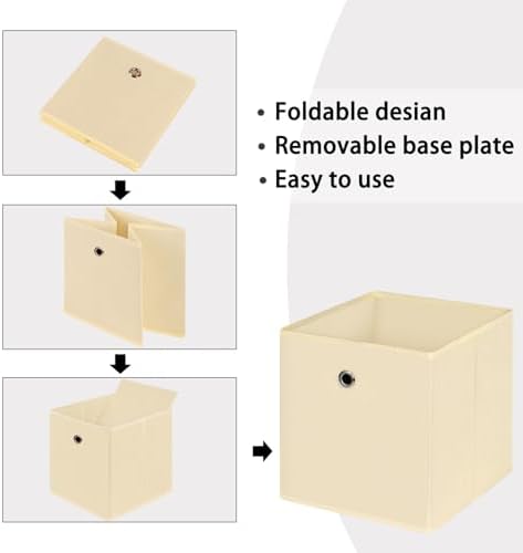 Foldable Storage Cubes Bins, 11 Inch Cloth Storage Cube Fabric Storage Box - Image 6