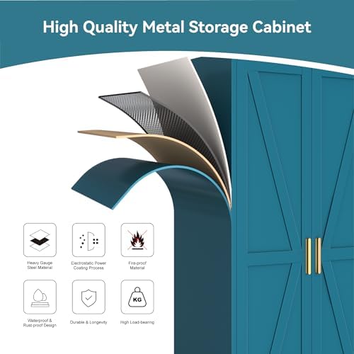 Bevivog 71" Metal Storage Cabinet, Tall Utility Closet Cabinet - Image 5