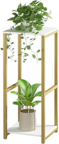 2 Tier Plant Stand Indoor Corner Tall Square Shape Plant Shelf by YIZAIJIA
