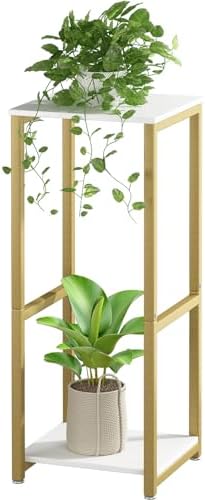 2 Tier Plant Stand Indoor Corner Tall Square Shape Plant Shelf by YIZAIJIA
