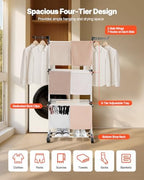 VEVOR Clothes Drying Rack, 4-Tier Foldable Laundry Dryer Rack, Metal Drying - Image 2