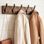 WEBI Rustic Coat Rack Wall Mount, Solid Wood Coat Hooks Wall Mounted Coat Hanger - Image 2
