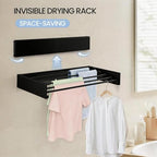 Wall Mounted Laundry Drying Rack, Carbon Steel Foldable & Retractable Clothes - Image 4