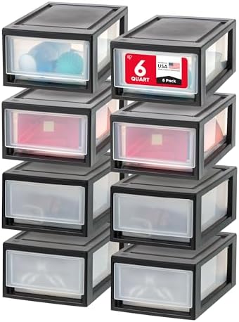 IRIS USA 8-Pack, 6 Qt. Small Stacking Drawer Storage Organizer by IRISUSA