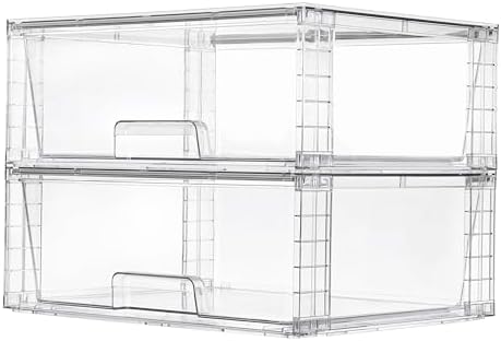 Vtopmart 2 Pack Large Clear Stackable Plastic Storage Drawers by Vtopmart