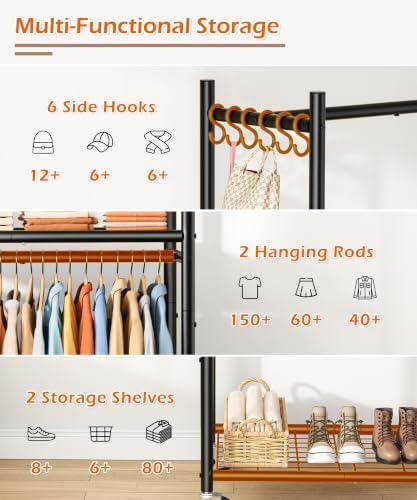 HOMIDEC Clothes Rack, 79.7" Double-Tier Clothing Rack - Image 4