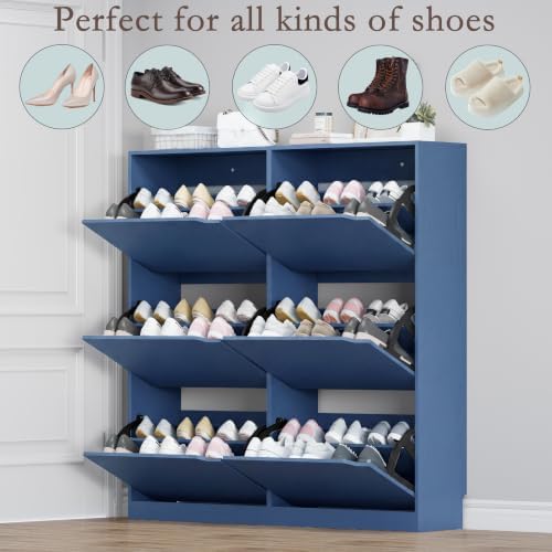 BORNOON Shoe Cabinet with 6 Flip Drawers, Slim Narrow Shoe Storage Cabinet - Image 4