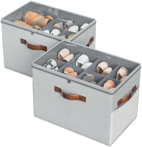 2 Pack Shoe Organizer for Closet, Foldable Shoe Storage by BuddingJoy-BuildaJoyfulLifeforYou
