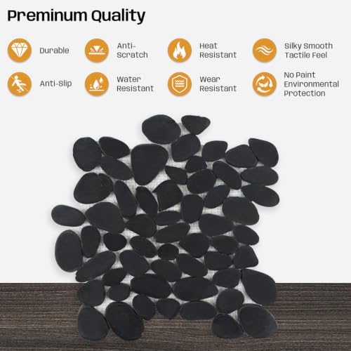Stone Pebble Tile Black Sliced for Bathroom Shower Floor, 5 Sheets - Image 5
