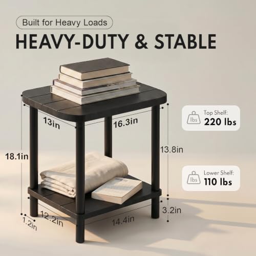 PASAMIC Outdoor Side Table, 2-Tier Oval Patio Table - Image 2