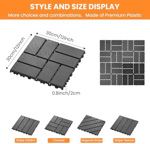 44 Pack Plastic Interlocking Deck Tiles, Patio Floor Decking Tiles - Image 2