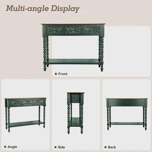 Console Table with 3 Vintage Carved Drawers - Image 6